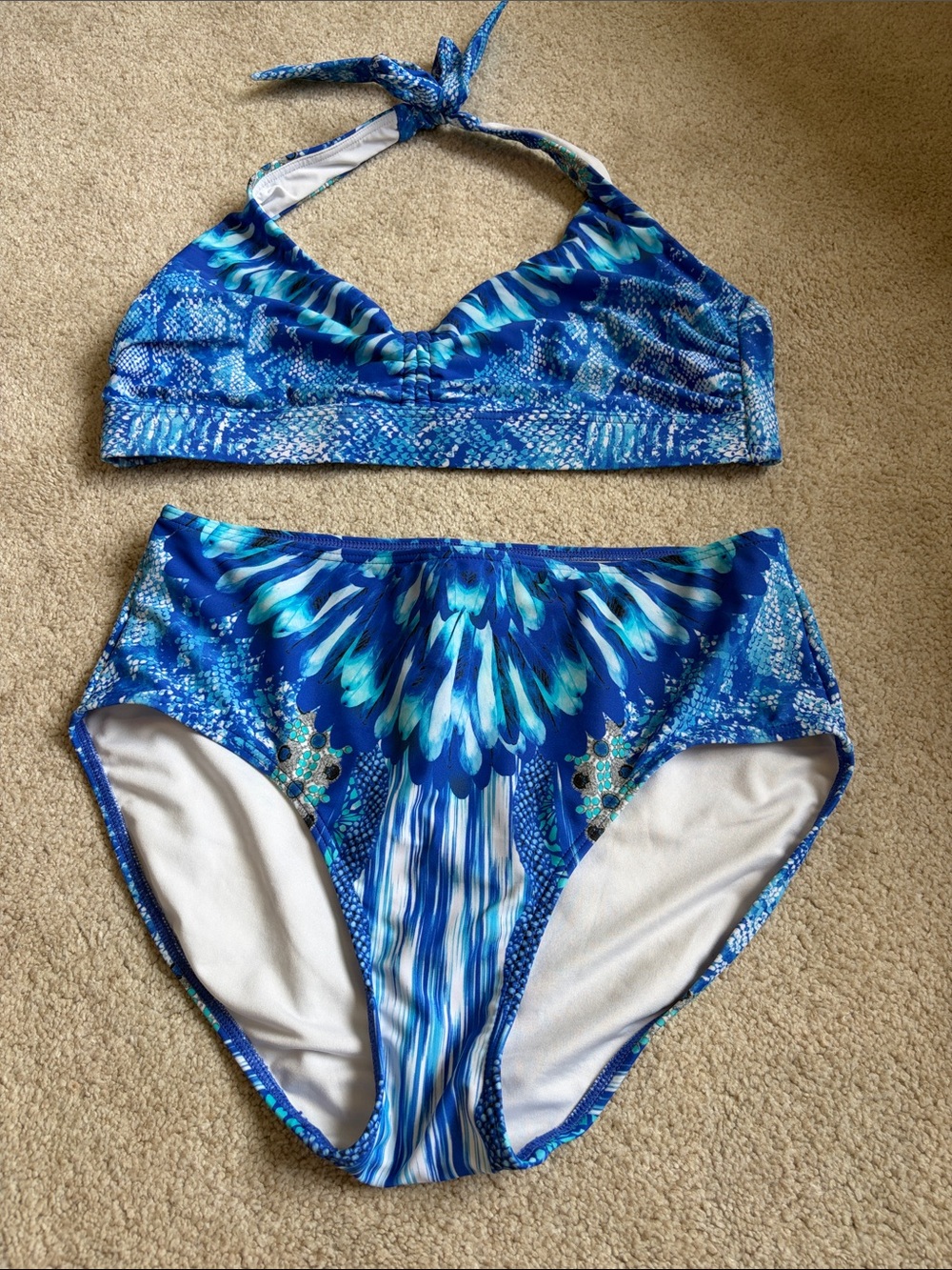 Women’s Blue Patterned Two-Piece Venus Swim Set